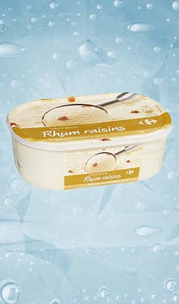 Crème glacée Carrefour rhum raisins 500 grs