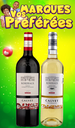 Vin Calvet 75 cl (Bordeau rouge ou blanc moelleux)
