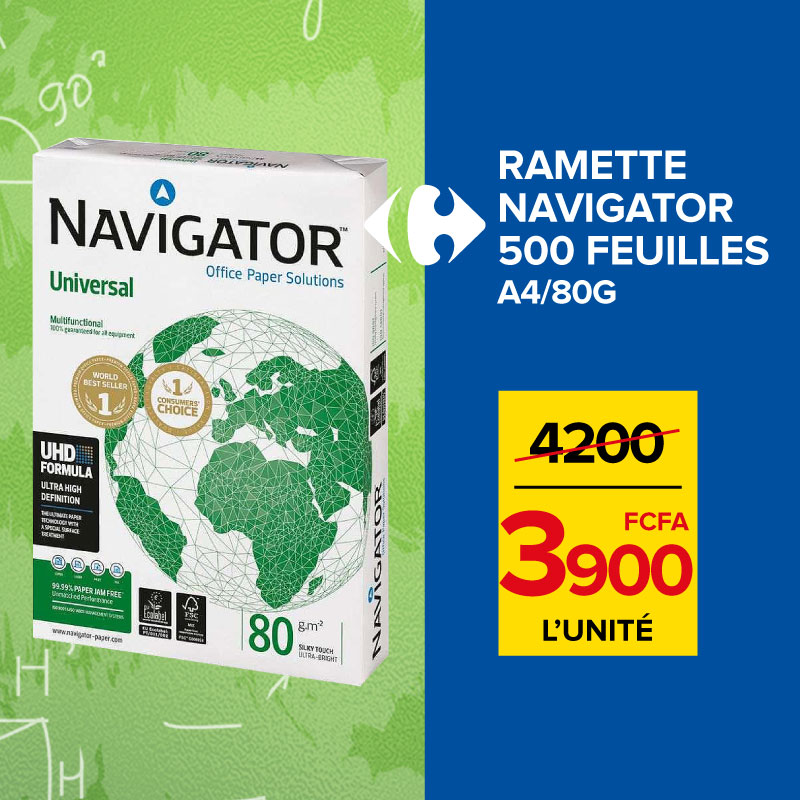 RAMETTE NAVIGATOR 500 FEUILLES A4/80G